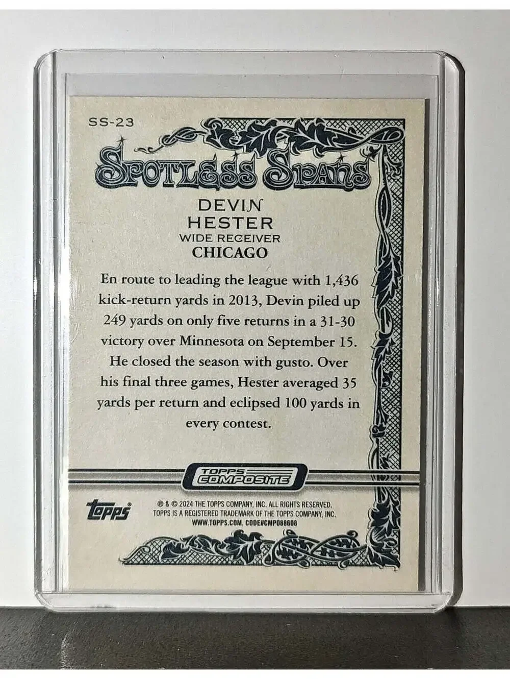 Devin Hester 2023 Topps Allen & Ginter Spotless Spans NFL #SS-23 Chicago Bears